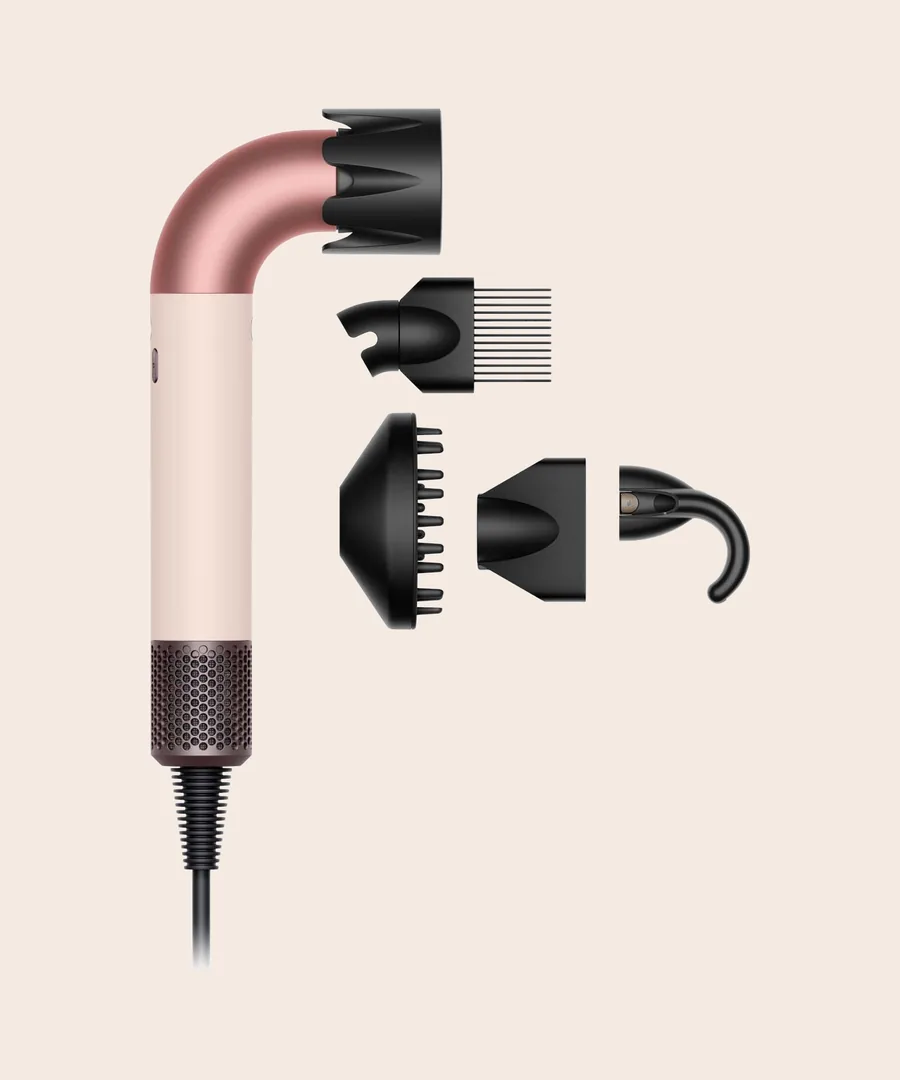 Dyson Supersonic r Curly+Coily i keramiskt rosa med diffusor och kam