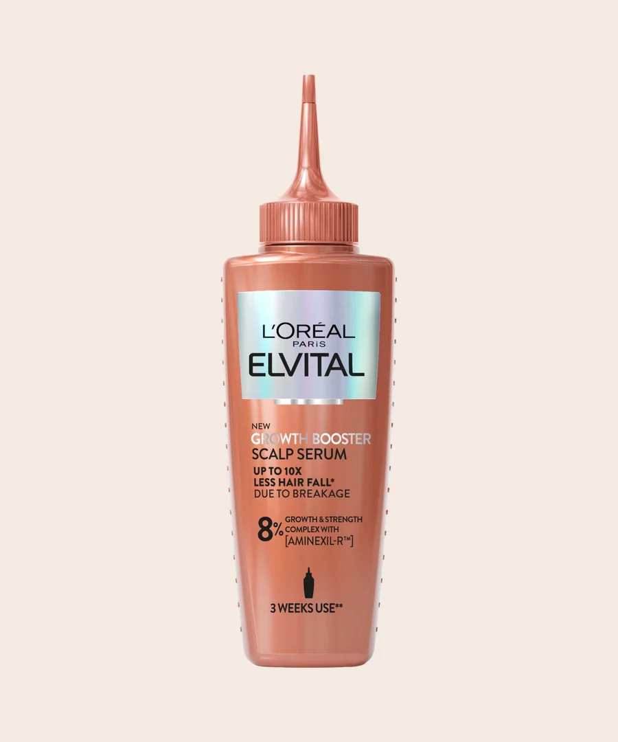 L'Oréal Paris Elvital Growth Booster Scalp Serum i kopparfärgad flaska med spetsig kork, 102 ml
